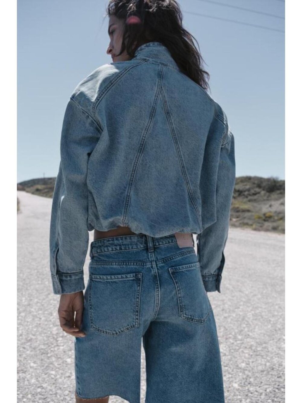 ZARA Z1975 HIGH NECK DENIM BOMBER JACKET - Picture 8 of 11
